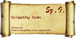 Szigethy Iván névjegykártya