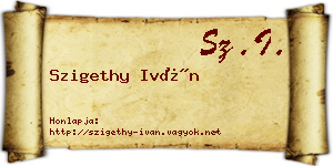 Szigethy Iván névjegykártya